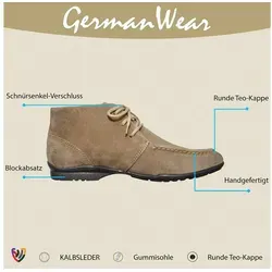 German Wear TREND HSH043 Schnürboots Desert Boots Lederschuhe Stiefeletten Schuhe aus Wildleder beige 44 EU