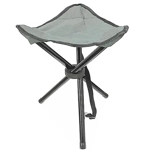 HAC24 Camping Hocker Falthocker Angelhocker Inkl. Tragegurt Campingstuhl Dreibeinhocker 80kg Campinghocker Faltbar (Gray)