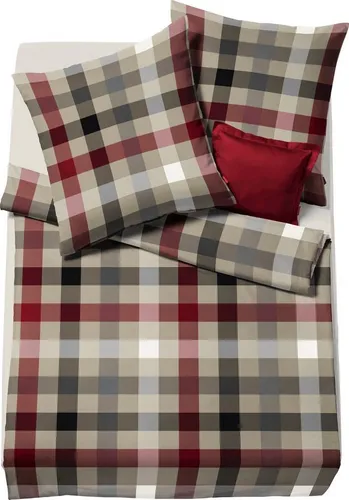 fleuresse Bettwäsche Lech 3742, 3-teilig aus Edelflanell - Bettwäsche Set aus 100% Baumwolle in klassischem Karodesign, ideal für gemütliche Nächte. Pflegeleicht und maschinenwaschbar bei 60°C.