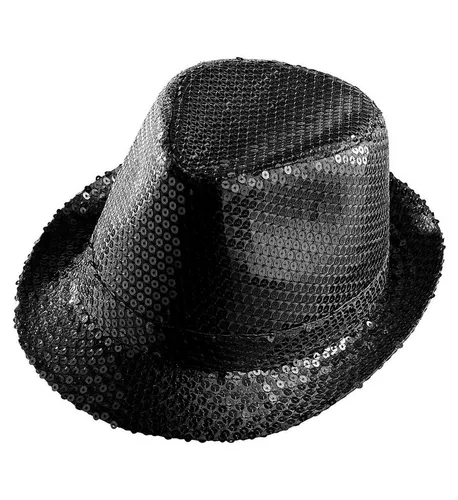 Widmann S.r.l. Kostüm Pailletten Hut 'Fedora', Schwarz