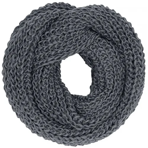 Caspar SC242 klassischer Damen Grobstrick Loop Schlauchschal, Farbe:grau meliert