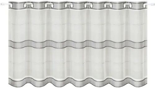 Gerster Scheibengardine Ubbe, halbtransparent mit modernem Streifen Design - Fertiggardinen, halbtransparent und ideal für dekorative Akzente im Wohnraum, mit 14 rostfreien Ösen für einfache Montage.