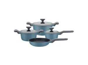 GSW Kochtopf-Set Granit Blue 7-tlg. – Induktionsgeeignet - Entdecken Sie das GSW Kochtopf-Set Granit Blue 7-tlg., ideal für alle Herdarten. Hergestellt aus robustem Aluminium-Guss mit langlebiger VITAFLON® GRANIT-Beschichtung für müheloses Kochen.