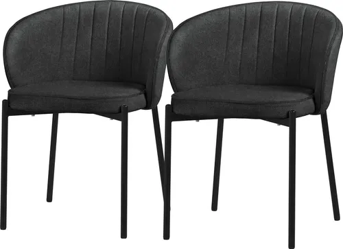 ML-Design Esszimmerstühle 2er Set Anthrazit Küchenstühle mit Stoffbezug Metallbeinen Wohnzimmerstuhl Rückenlehne Polsterstühle für Esszimmer & Küche
