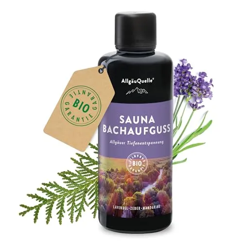 AllgäuQuelle® Sauna Aufgussmittel mit 100% Bio Öle Tiefenentspannung Lavendel Zeder Mandarine 100ml