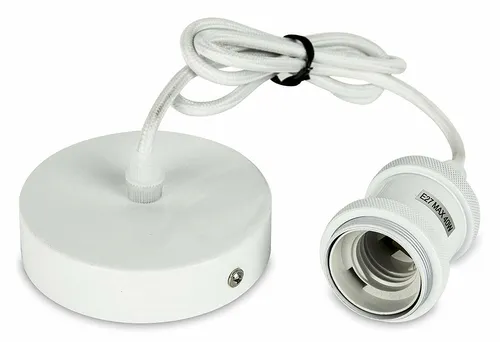 Trango moderne E27 Lampenfassung Textilkabel mit Schraubring 1,10m weiß 9000W