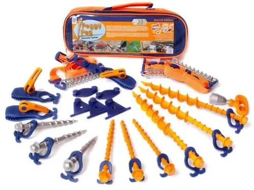 Peggy Peg 270° Abspannset für Allrad- und Offroad-Autos - Markisen Sturmsicherung: Sichern Sie Ihre Markise mit innovativen Spanngurten und Schraubheringen, ideal für windige Bedingungen beim Camping.