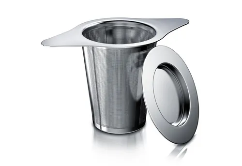 Arendo Teesieb aus Edelstahl, Doppelgriff & Multifunktionsdeckel, für Kannen & Tassen, Edelstahl 304, Teefilter, Kräutersieb für Tee, Gewürze, Kräuter, Teeblätter, Kaffee