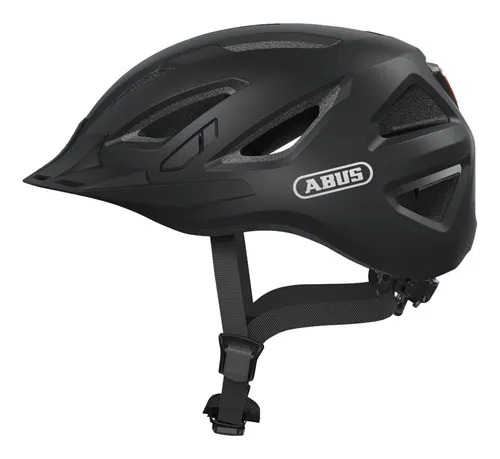 ABUS Stadthelm Urban-I 3.0 - Unisex Fahrradhelm mit Rücklicht und Magnetverschluss, ideal für Sicherheit und Sichtbarkeit auf dem Fahrrad, Größe M, Schwarz Matt