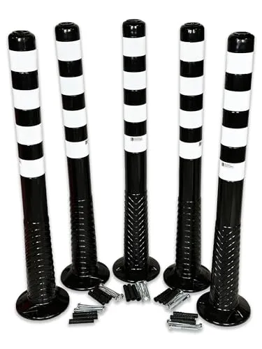 UvV Absperrpfosten Ecoline flexibel Länge: 75 oder 100cm Farbe: schwarz hochwertige weiße Reflexstreifen inkl. Befestigungsmaterial | UV-stabil, überfahrbar und langlebig (5, 100 cm)