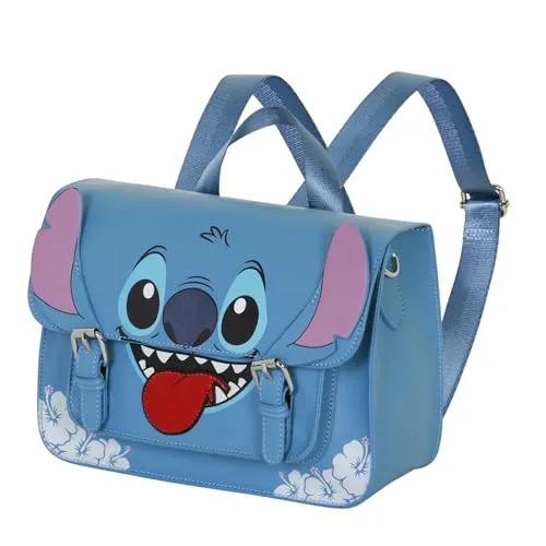Disney Lilo und Stitch Tongue-Satchel Rucksack-Schultertasche - Sporttasche im Lilo und Stitch Design, wandelbar von Schultertasche zu Rucksack, ideal für Freizeit und Sport mit praktischem Reißverschluss-Hauptfach.