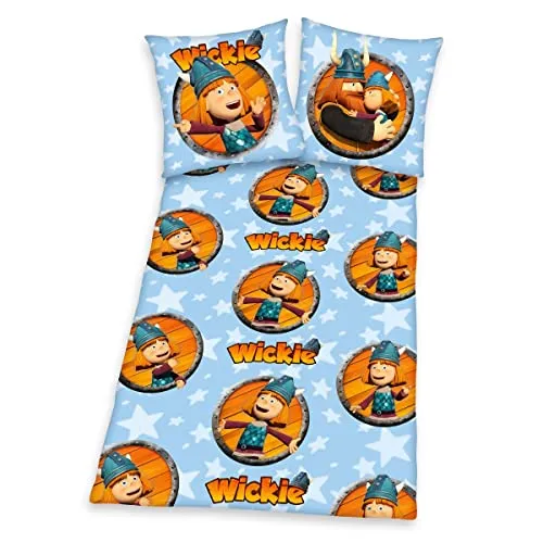 Herding Bettwäsche Wickie, Baumwolle, Blau, 135 x 200 cm in blau von Herding