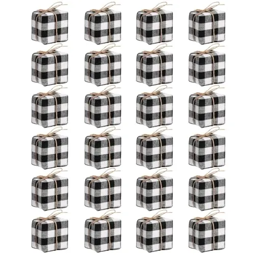 Geschenkbox Weihnachten Deko, 24pcs Geschenkbox Mini Weihnachten, Hängende Weihnachtsbaum, Weihnachtsbaum Deko Anhänger, Geeignet als Weihnachtsbaum-Weihnachtsparty-Dekoration(Grau)