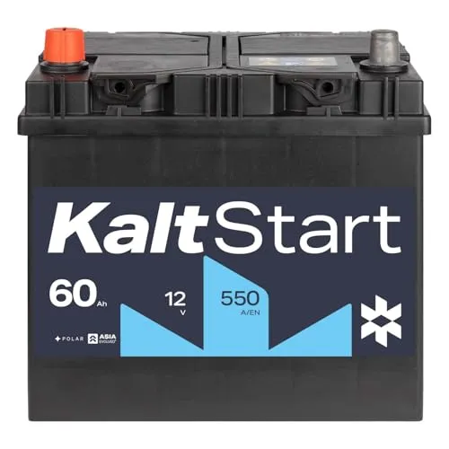 KaltStart BATTERIEN ASIA A60L Autobatterie 12V 60Ah 550A/EN Starterbatterie Plus-Pol Links 30% mehr Startleistung ersetzt 65Ah