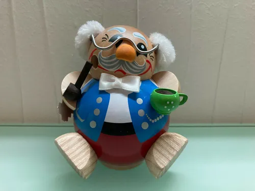 Kugelräucherfigur Pensionär von Seiffener Volkskunst