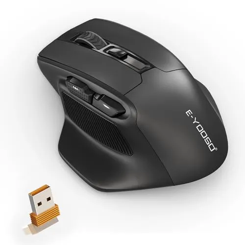 Rytaki Computer Maus Kabellos für große hände - Pc Laptop MacBook Wireless USB Maus, 4800 DPI 2.4G optische kabellose Gaming große Handmaus, 6 Tasten funkmaus ergonomisch kabellos, schwarz