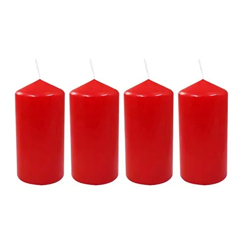 Ebersbacher Kerzen 4er Pack Stumpenkerze rot, (Ø x H) ca. 60 x 120 mm, 4 Stück