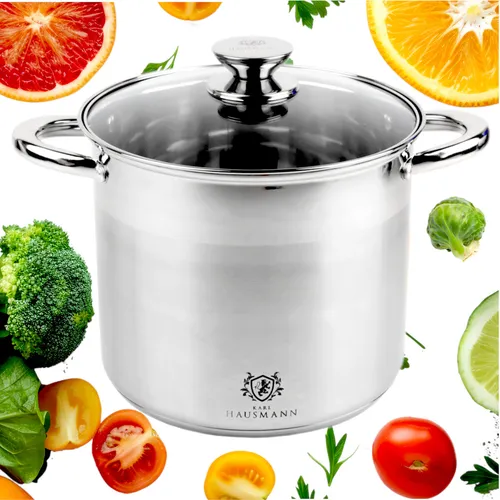 Kochtopf Induktion 34 cm – Edelstahl mit Glasdeckel