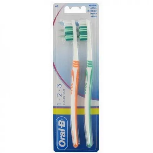 Oral-B 1-2-3 Twin Zahnbürste, 2 Stück, für eine effektive Mundpflege, hergestell
