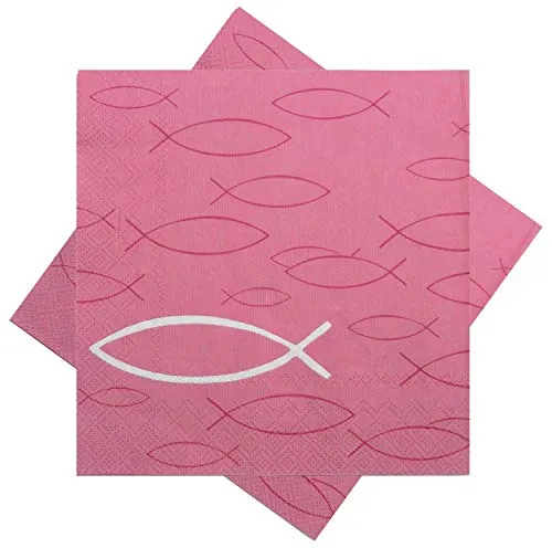 Unbekannt Servietten Fisch Pink Tischdeko Kommunion Konfirmation Taufe 20 Stück