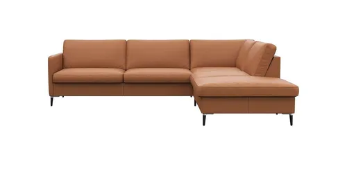 FLEXLUX Ecksofa Fiore, super Sitzkomfort durch Kaltschaum im Sitz, L-Form, schmale Armlehnen, Füße Alu+schwarz