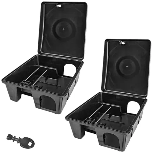 Auswahl Köderstation Ratten Mäuse Köderbox Garten Mausfalle Rattenköderbox Box Rattenfalle Rattenköderstation Kinder- Haustiersicher Mäusebox Koederbox Gift Petigi, Anzahl:2
