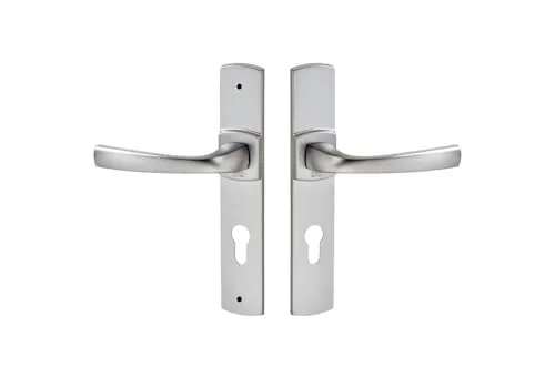 ASSA ABLOY Set mit 2 Türgriffen, großes Schild Muze in Chrom-Velours