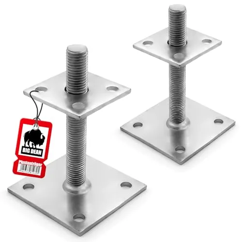 BigDean 2 Stück höhenverstellbare Pfostenträger 30–150mm – verzinkt - Flexibel höhenverstellbar von 30–150 mm, ideal für stabile Holzkonstruktionen wie Zäune oder Terrassen. Die verzinkte Oberfläche bietet effektiven Schutz vor Korrosion und verlängert die Lebensdauer Ihrer Projekte.