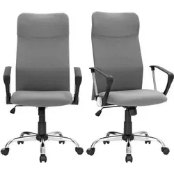 SONGMICS Chefsessel (2 St) - Atmungsaktiver Netzbezug in Grau - Bürostühle mit ergonomischer S-förmiger Rückenlehne und atmungsaktivem Material für optimalen Sitzkomfort, ideal für lange Arbeitstage.