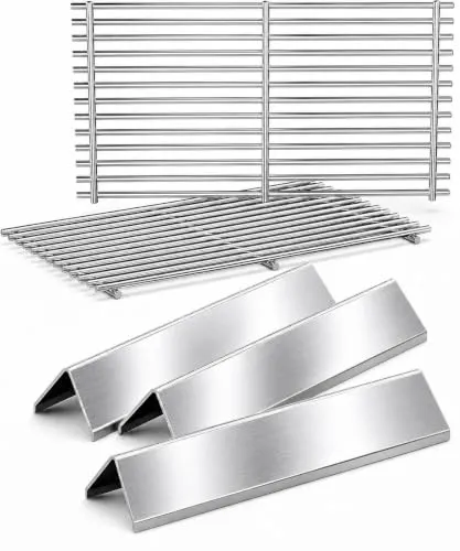 QuliMetal Grillteile für Weber Spirit E210, E220, S210, S215, Spirit 200 & GS4 Spirit II E210, Spirit II E220 Serie mit Frontbedienung – 38,9 cm Aromaschienen & 44,5 cm Grillroste