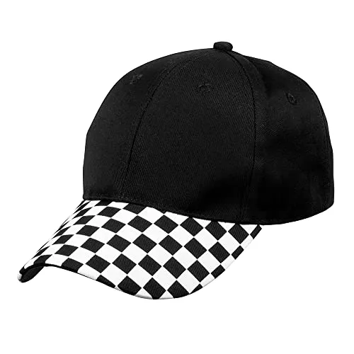 Boland 44758 - Baseball Cap Racing, schwarz-weiß kariert, ideales Accessoire für Mottopartys und Karneval