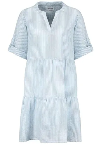 Fresh Made Dress with Volants Frauen Kurzes Kleid blau/weiß L 100% Baumwolle Streetwear