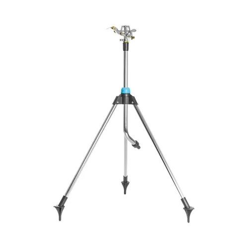 Pulsationsregner RANGE IDEAL auf regulierbarem Dreifuß-Stativ - Bewässerungssystem für Rasen mit einstellbarer Sprühbreite und einer Sprühreichweite von über 10 m, ideal für präzise Bewässerung.