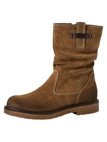 Stiefelette TAMARIS - Modische Kurzstiefel für Damen in Braun - Wanderschuhe, modische Stiefelette aus braunem Veloursleder mit praktischem Innenreißverschluss und wärmendem Innenmaterial, ideal für stilvolle Outfits.
