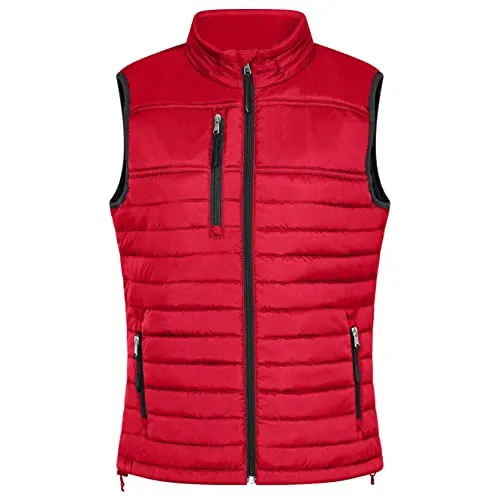 HRM Damen 1302 Hooded Performance Body Warmer I Fair Trade Outdoor Weste Herren, 100 g/m² I Aus 100% leichtem & robustem Polyamid, Rot, M
