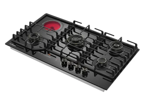 KB Elements Gas-Kochfeld ELK131GH5 - Kochfelder mit Kupfer- und Aluminium-Brenner, Gusseisenrost und hitzebeständiger Glasoberfläche. NG/LPG-kompatibel, bietet Sicherheit durch automatische Abschaltung und Flammenzündung.