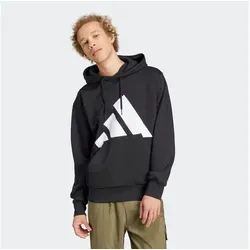 adidas Herren Essentials Big Logo Fleece Hoodie - Stylischer Sweatshirt-Hoodie in Schwarz mit großem Logo, ideal für Freizeit und Sport. Hergestellt aus 55% Baumwolle und recyceltem Polyester für nachhaltigen Komfort.