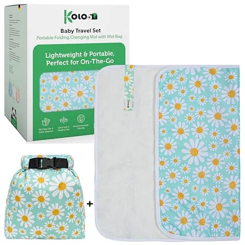 Kolo Baby-Reise-Set - Tragbare, klappbare Wickelauflage mit WetBag, Leicht & Kompakt, Ideal für Unterwegs