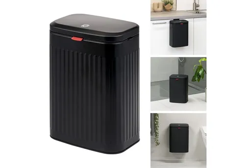 eluno Mülleimer 8 Liter - Küchen- und Badabfalleimer schwarz - Haushaltszubehör mit 8 Litern Fassungsvermögen, vielseitig einsetzbar: stehend, hängend oder wandmontiert. Elegantes design und hygienische Reinigung dank herausnehmbarem Inneneimer.