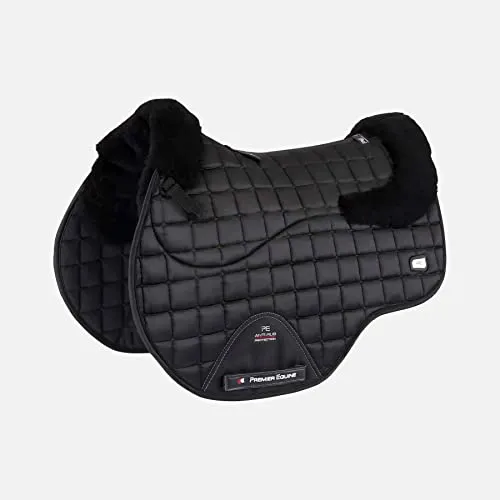 Premier Equine Atlantis CC Satin Wool Jump Satteldecke Schwarz Full - Hochwertige Satteldecke mit satinierter Oberfläche, ideal für den Dressursport. Mit feuchtigkeitsabsorbierender Wolle und druckentlastendem Design für optimalen Komfort Ihres Pferdes.
