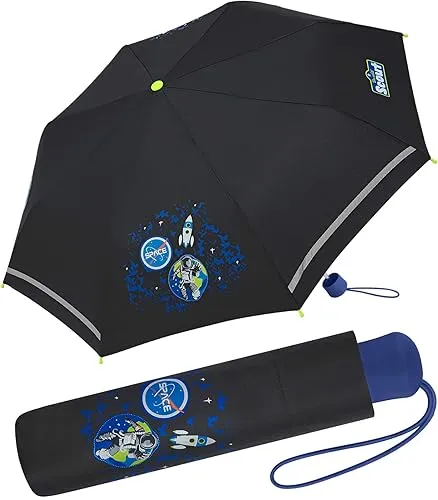 Scout Kinder-Taschenschirm mit reflektierendem Streifen Black Galaxy