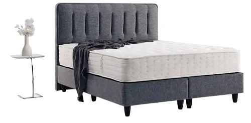 Robustes Bett in Dunkelgrau mit elegantem Design - Modernes Bettgestell für das Schlafzimmer, aus hochwertigem Holz und Textil, mit stabilen Füßen. Perfekte Liegefläche von 180 x 200 cm für erholsamen Schlaf. Mit 2 Jahren Herstellergarantie.