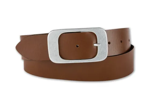 BERND GÖTZ Ledergürtel mit Designschließe in Braun - 80cm - Gürtel aus 100% Rindsleder, modisch mit großflächiger Designschließe und 4 cm Breite - ideal für einen stylishen Look.