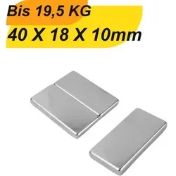 Stück Neodym Magnet 40mm x 18mm x 10mm Supermagnete hohe Haftkraft Quadermagnete 1
