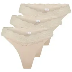 ONLY Tanga ONLCHLOE LACE S.S THONG 3-PACK ACC (Packung, 3-St) beige M (38)