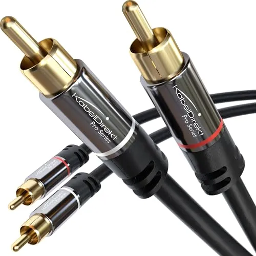 KabelDirekt – 10m – Cinch Kabel, Stereo Audio Kabel, 2 x 2 Cinch, bruchfest – in Deutschland entwickelt (Koaxialkabel, RCA-Kabel, Subwoofer/Verstärker/HiFi & Heimkino/Blu-ray, analog & digital)