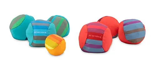 Remember Soft-Boccia Spiel Set - Farbenfrohe Boule Kugeln, wasserabweisend und vielseitig einsetzbar, inkl. praktischem Transportnetz