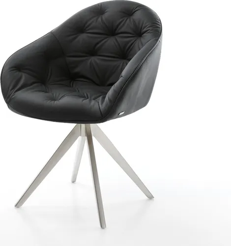 DELIFE Esszimmerstuhl Gaio-Flex aus Echt-Leder Schwarz von Delife