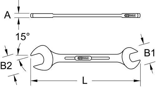 KS Tools 965.0109 Doppel-Maulschlüssel 8-9mm - Doppelmaulschlüssel in Anlehnung an DIN 3110, 15° abgewinkelt, 100% antimagnetisch und extrem lange Lebensdauer dank Titanium. Ideal für professionelle Anwendungen.