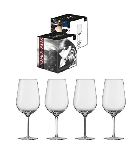 Eisch VINEZZA 4er-Set Bordeaux-Gläser - Weingläser: 4 edle Bordeauxgläser aus hochwertigem Kristallglas, spülmaschinenfest und bruchsicher, ideal für Weinliebhaber und als Geschenk.